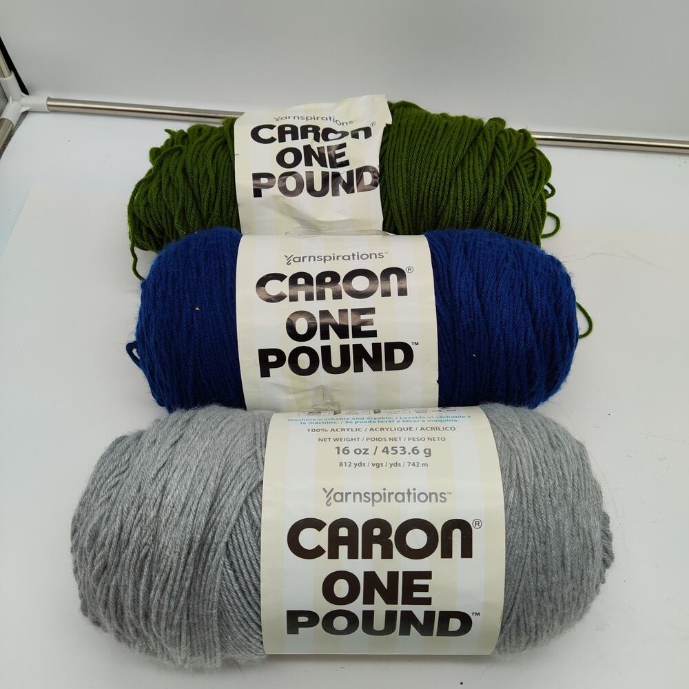 Lot Of 2+ Yarnspirations Caron Yarn One Pound Acrylic Dk Blue Gray Green